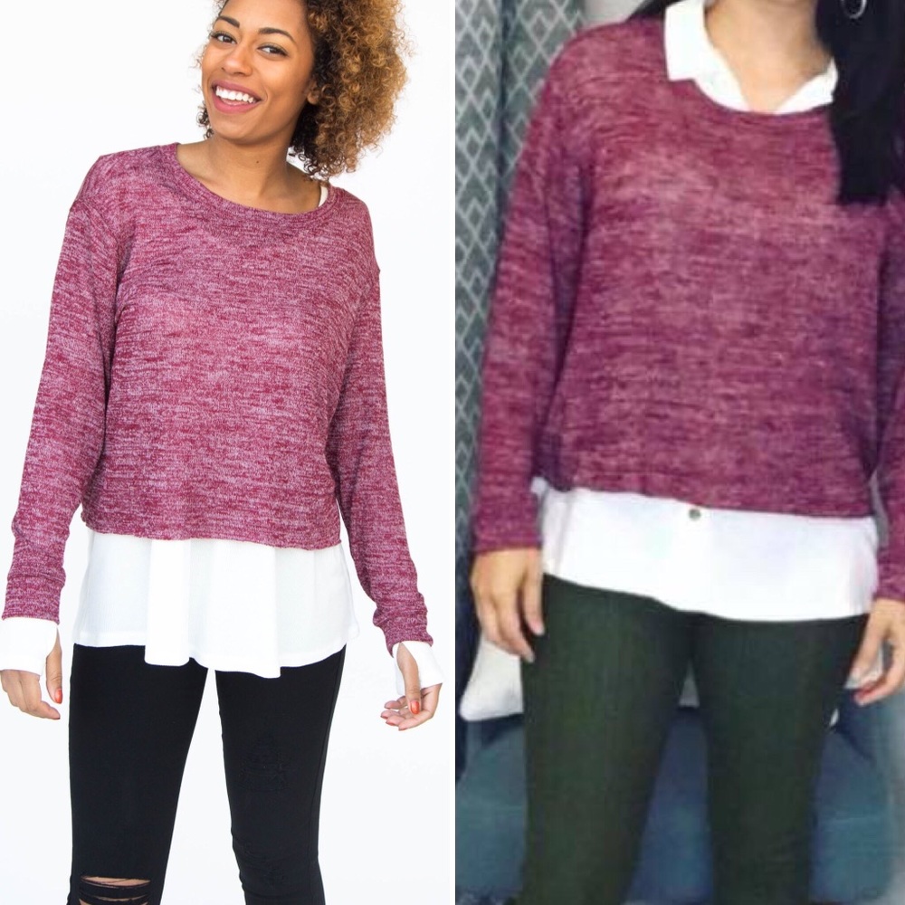 Cropped Pullover Burgundy